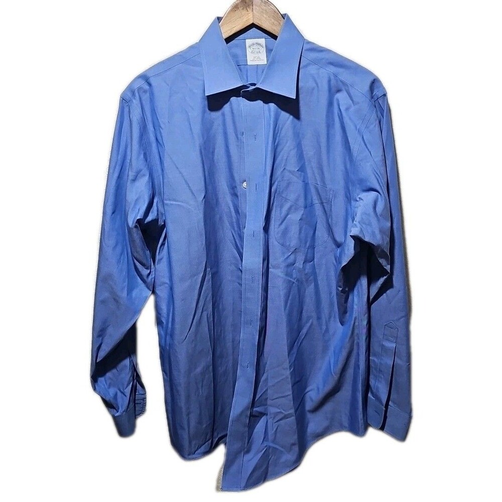 Brooks Brothers Shirt Mens L 16.5 35 Blue  100% Cotton Button Up
